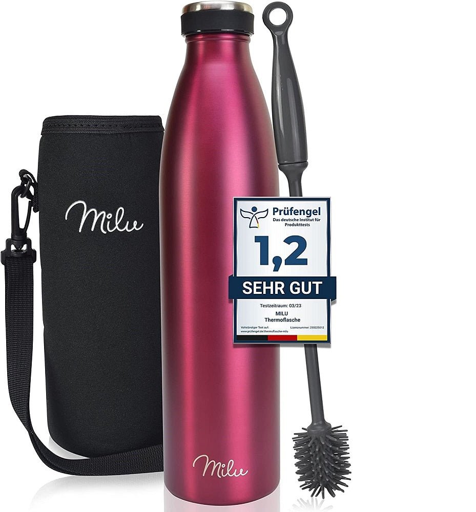 Milu T5 Stainless Steel Μπουκάλι Θερμός από Ανοξείδωτο Ατσάλι για Ζεστά και Κρύα Ροφήματα - 750ml - Berry Pink - 6475
