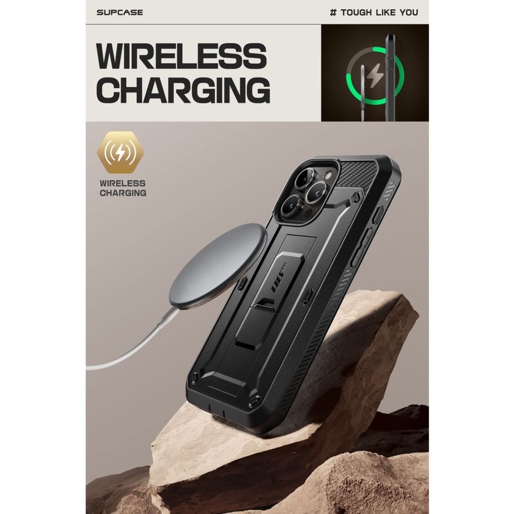 Supcase iPhone 15 Pro Max Unicorn Beetle Pro Σκληρή Θήκη με Προστασία Οθόνης και Stand - Black