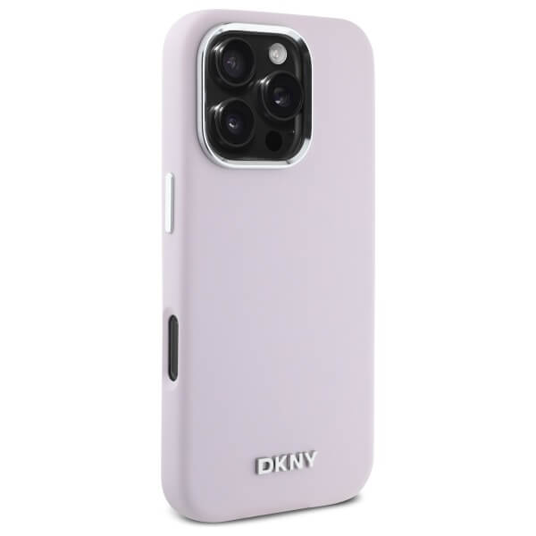 DKNY iPhone 16 Pro Max - Liquid Silicone Small Metal Logo - MagSafe Σκληρή Θήκη με Πλαίσιο Σιλικόνης - Pink