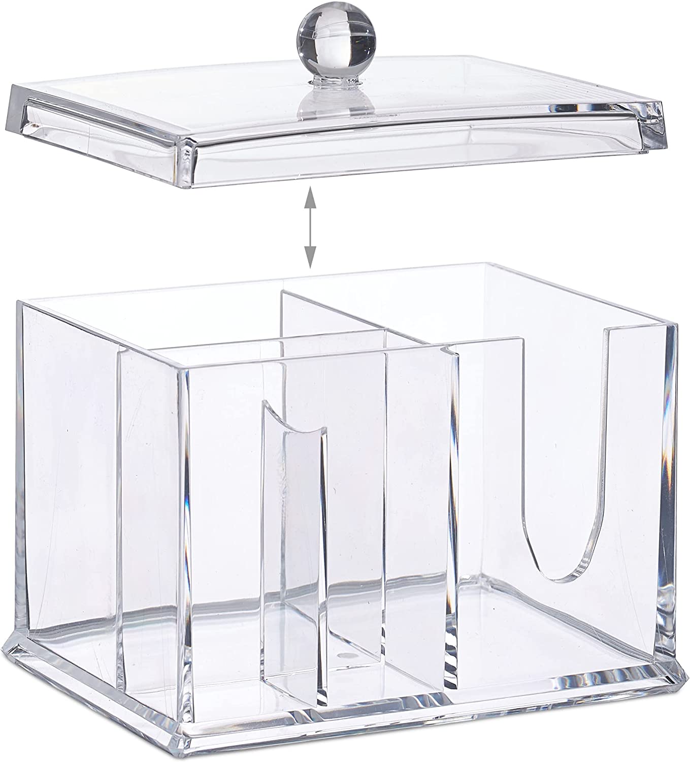 Relaxdays Ακρυλικό Κουτί Αποθήκευσης για Μπατονέτες και Δίσκους Ντεμακιγιάζ - Clear - 4052025928674