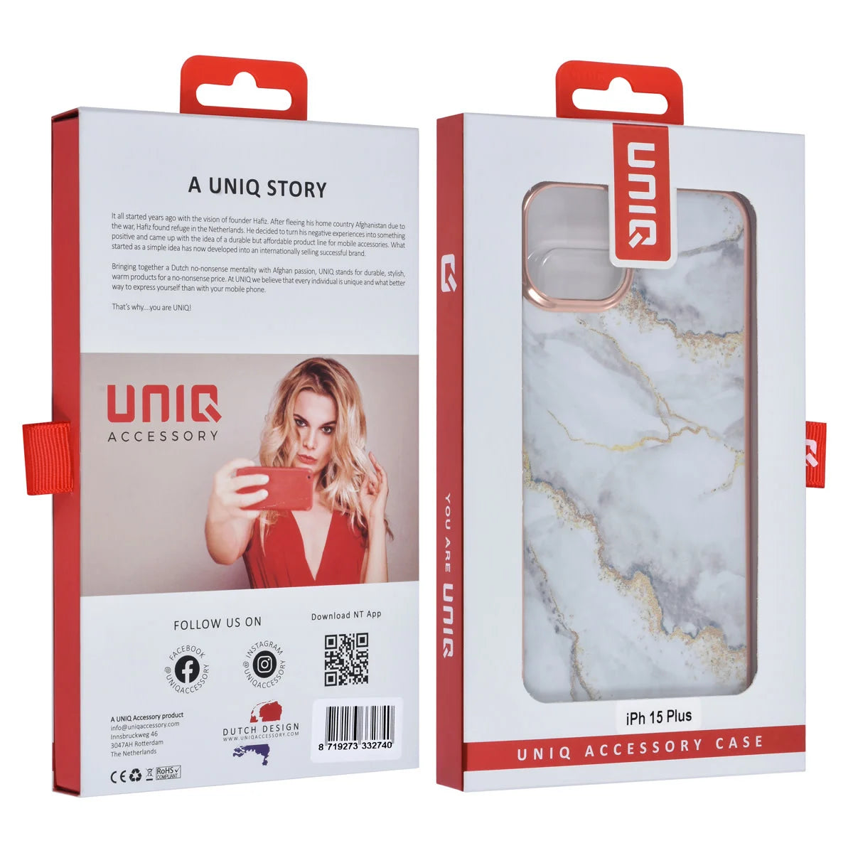 Tuniq iPhone 15 Plus / 14 Plus - Σκληρή Θήκη με Πλαίσιο Σιλικόνης - Σχέδιο Μάρμαρο - Γκρί