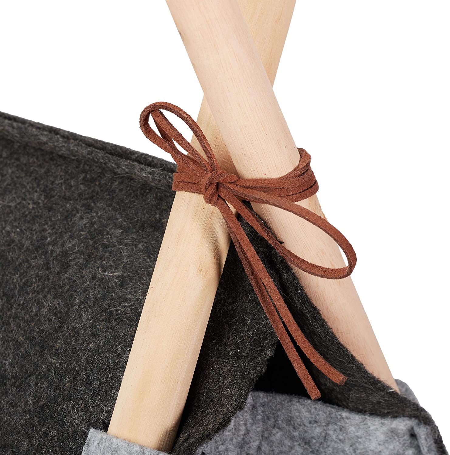 Relaxdays Σκηνή σε Στυλ Τeepee από Τσόχα για Γάτες και Σκύλους - 70,5 x 59,5 x 59 cm - Dark Grey - 4052025913519