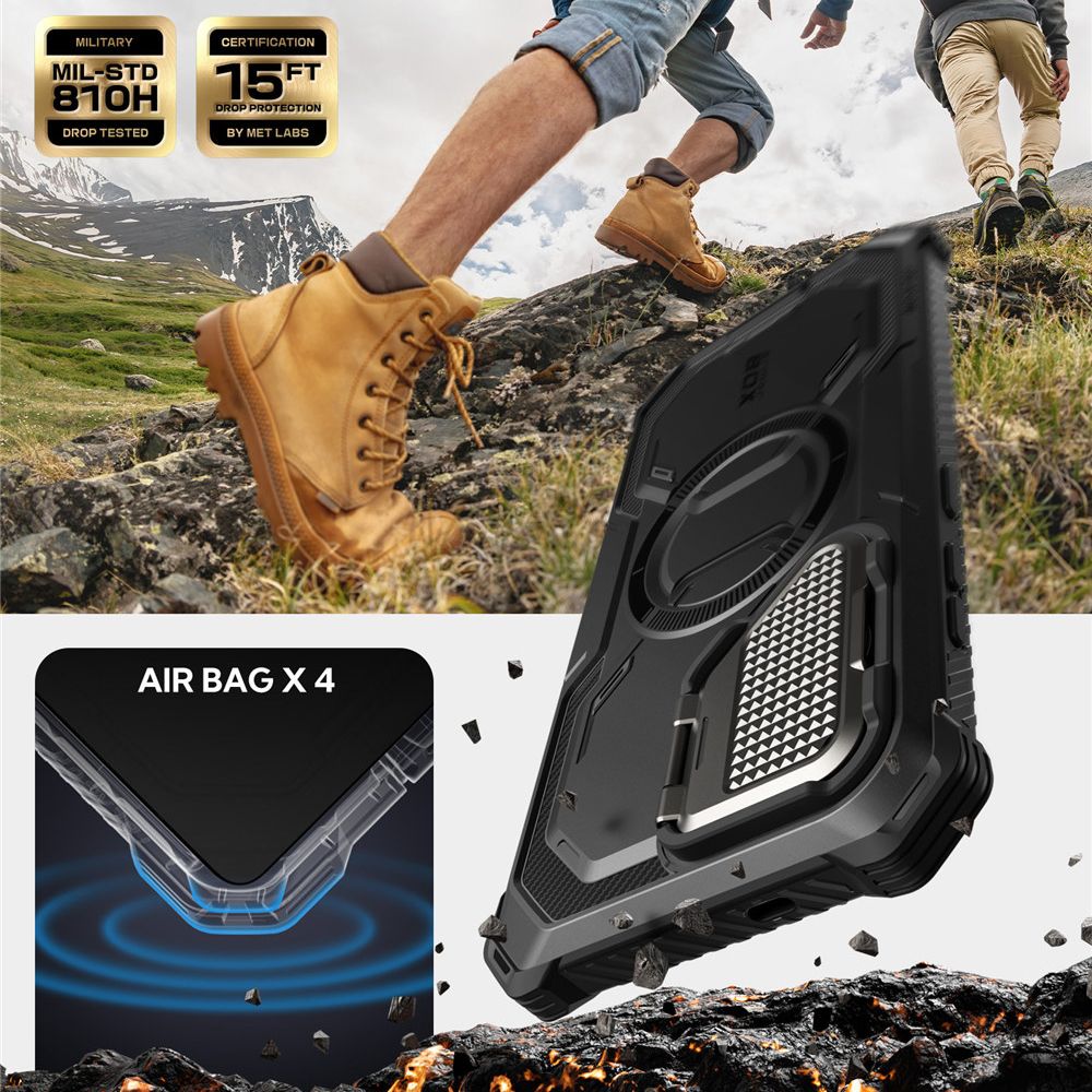 Supcase Samsung Galaxy S25 Plus Armorbox Magsafe Σκληρή Θήκη με Προστασία Οθόνης και Κάλυμμα Κάμερας / Stand - Black