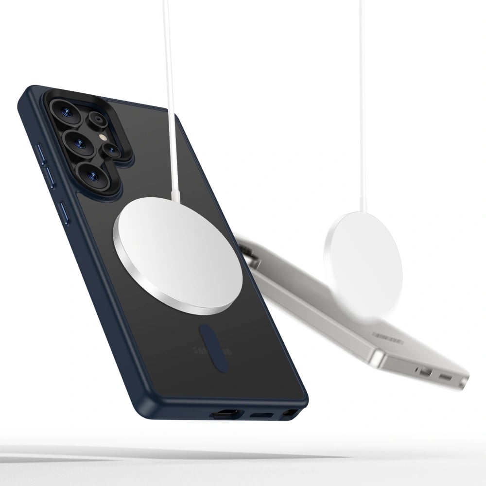 Tech-Protect Samsung Galaxy S25 Ultra MagMat Σκληρή Θήκη με Πλαίσιο Σιλικόνης και MagSafe - Matte Navy / Ημιδιάφανη