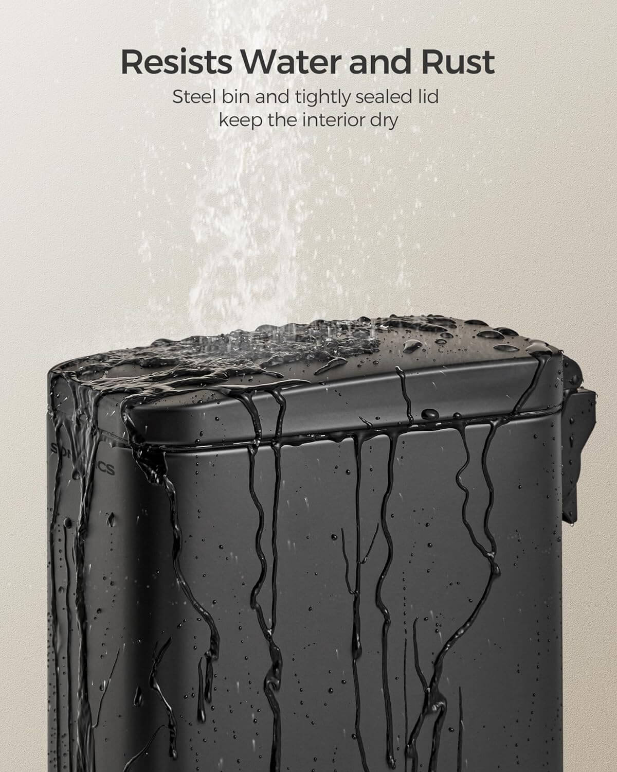 Songmics Κάδος Απορριμμάτων για το Μπάνιο - 10L - Black - LTB561B10