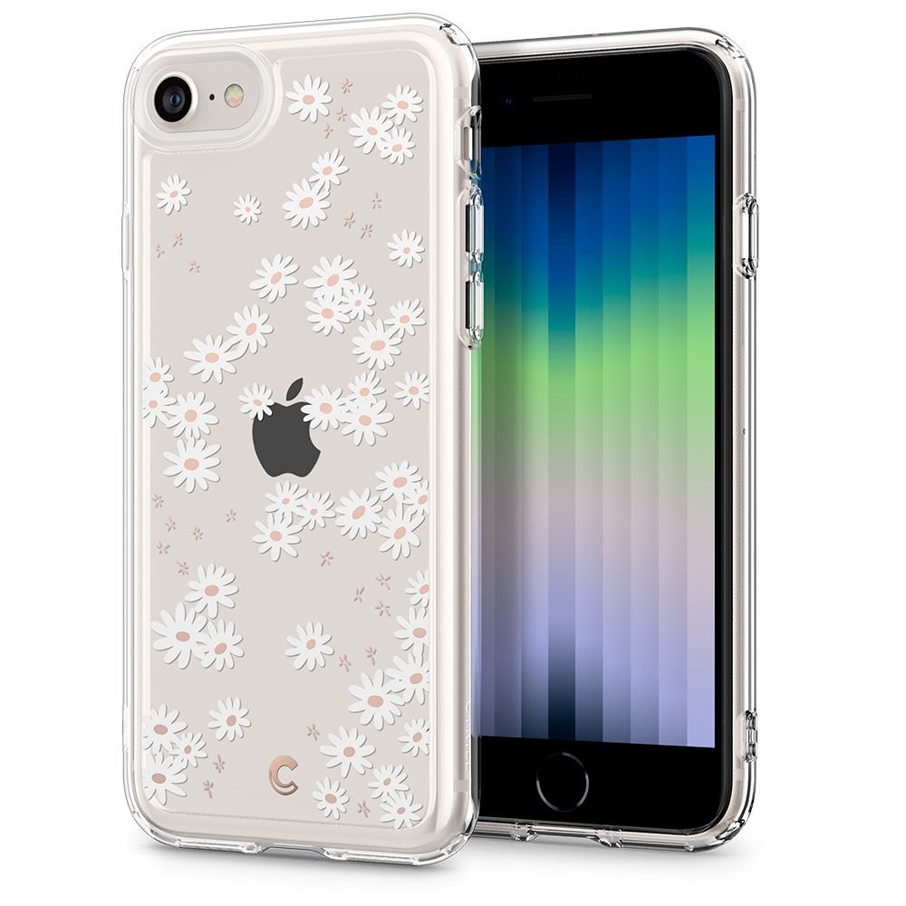 CYRILL iPhone SE 2022 / SE 2020 / 7 / 8 Cecile Σκληρή Θήκη με Πλαίσιο Σιλικόνης - White Daisy
