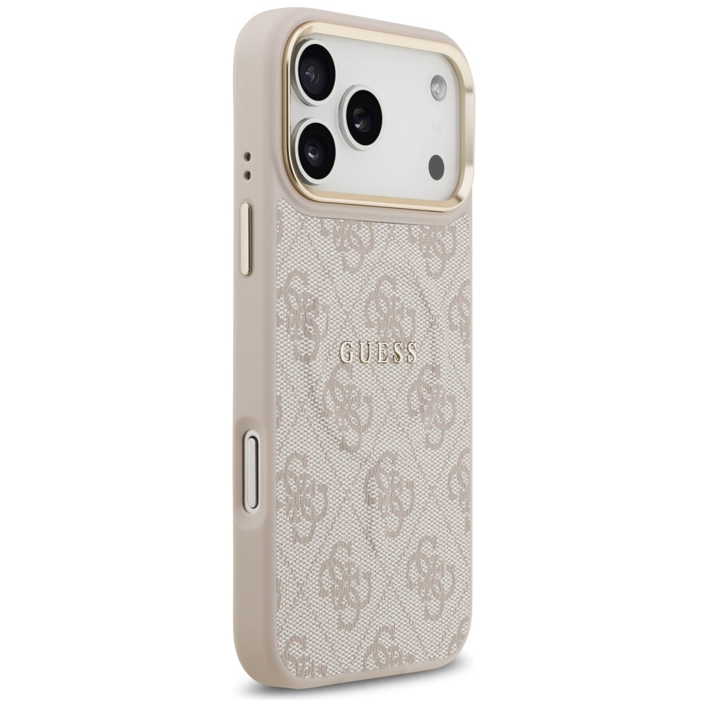 Guess iPhone 17 Pro Max - 4G PU Classic Logo MagSafe - Σκληρή Θήκη με Πλαίσιο Σιλικόνης και Επένδυση Οικολογικού Δέρματος - Pink - GUHMP17XP4MSEGCP