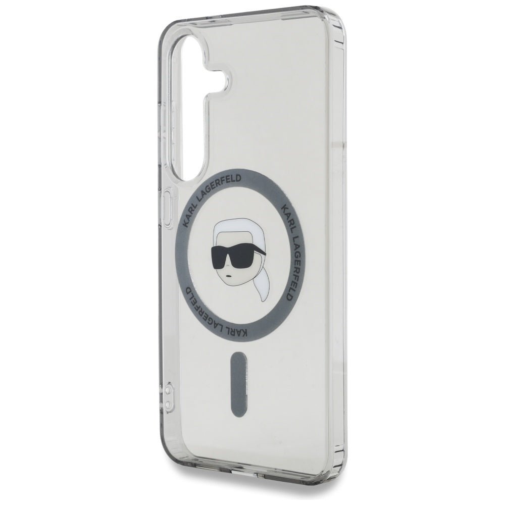 Karl Lagerfeld Samsung Galaxy S25 - Button Karl Head Printed Logo - MagSafe Σκληρή Θήκη με Πλαίσιο Σιλικόνης - Black - KLHMS25SHLSKIK