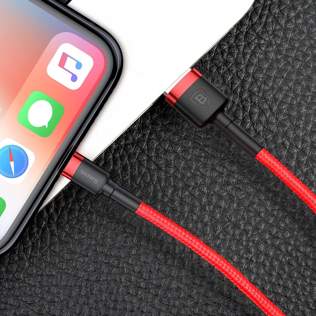 Baseus Kevlar Lightning Quick Charge Cable - Υψηλής Ταχύτητας Καλώδιο Lightning Γρήγορης Φόρτισης 2.4A 1M - Red - CALKLF-B09