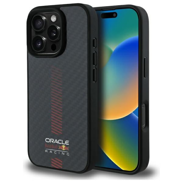 Red Bull iPhone 16 Pro Max - Carbon Fiber Power Bar - MagSafe Σκληρή Θήκη με Πλαίσιο Σιλικόνης - Black - RBHMP16X24CFGSMK