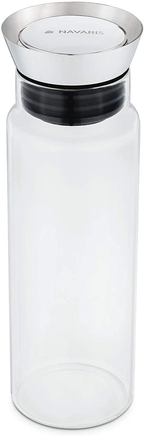 Navaris Glass Water Carafe with Lid Γυάλινη Κανάτα Νερού - 1L - Clear - 53828.01