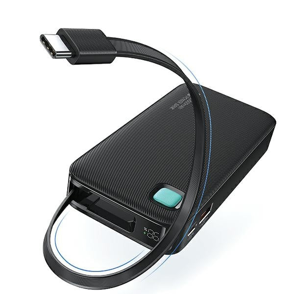 USAMS CD242 XY Series PowerBank 10000mAh 20W με Ενσωματωμένο Καλώδιο Type-C - Black
