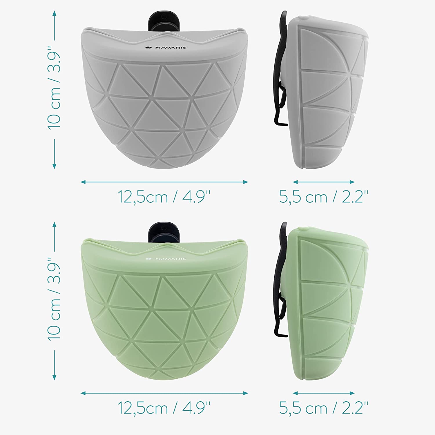 Navaris Σετ με 2 Τσάντες Σιλικόνης για Τροφή Κατοικιδίων - Green / Grey - 55467.07