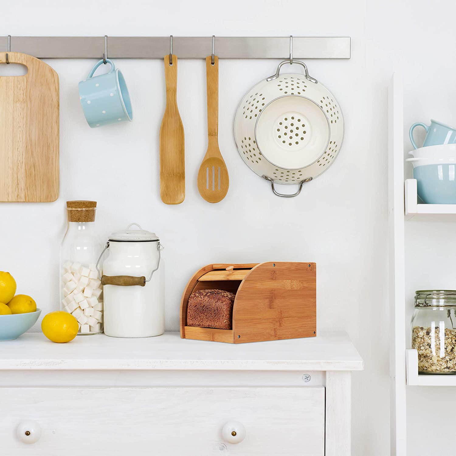 Relaxdays Δοχείο Αποθήκευσης Ψωμιού με Συρόμενο Μπροστινό Καπάκι - Natural - 4052025242084