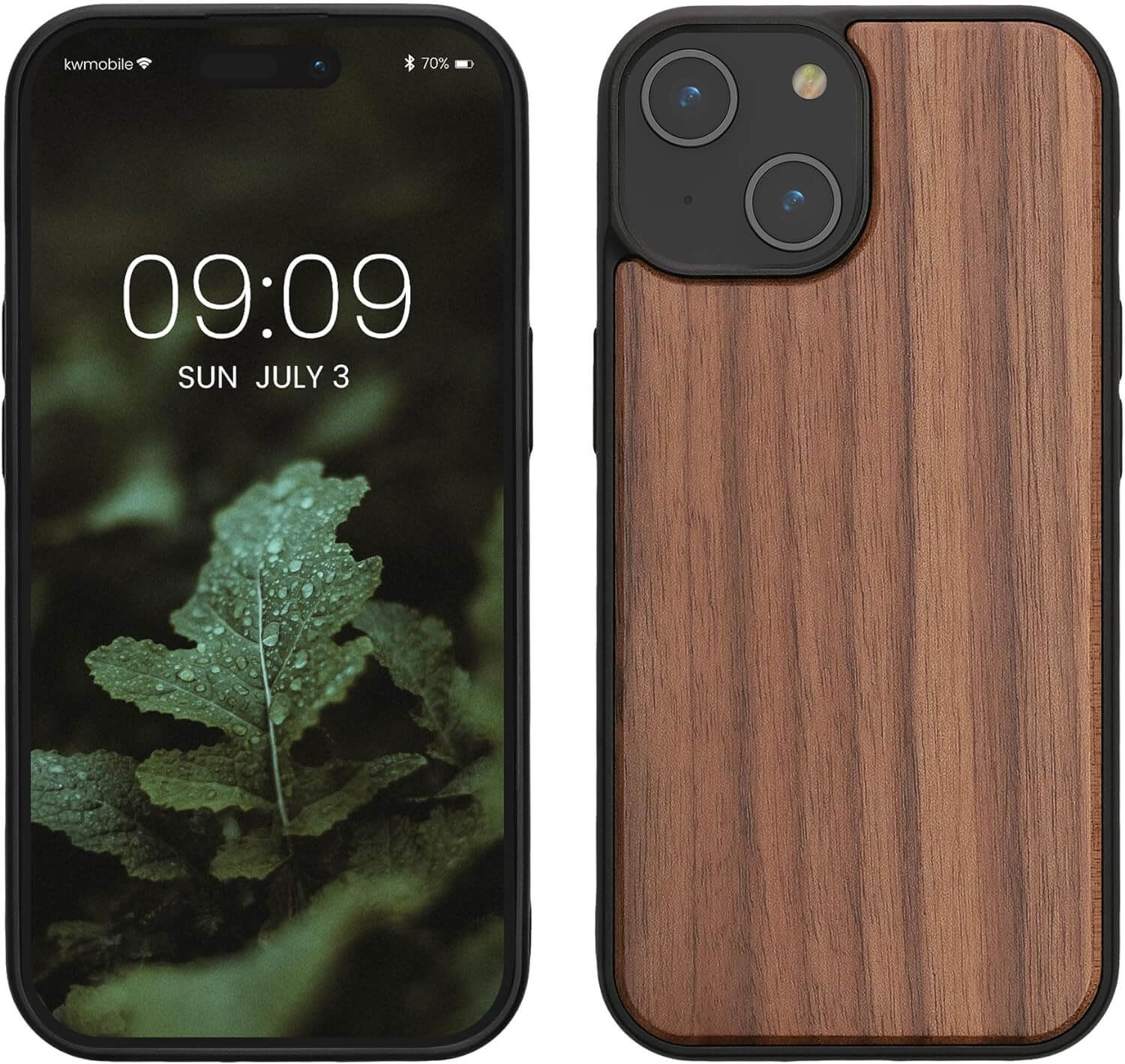 KW iPhone 15 Θήκη από Φυσικό Ξύλο - Dark Brown - 62007.18