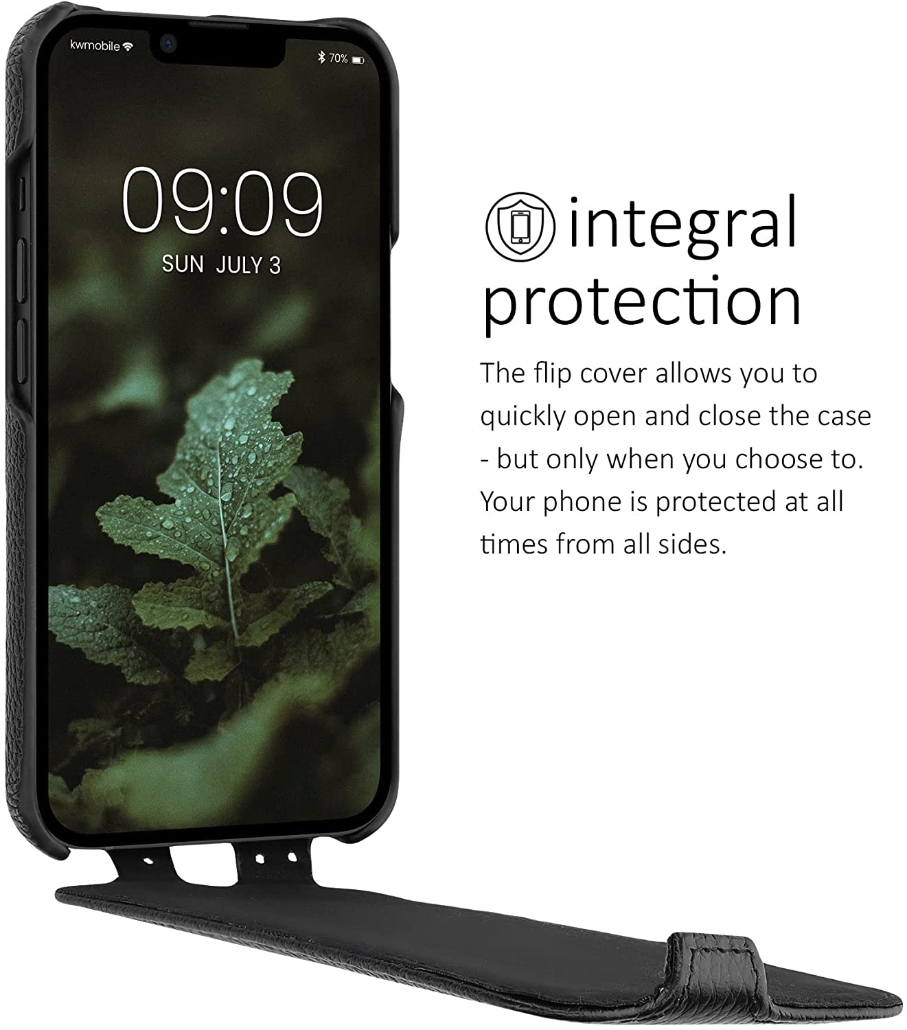 Kalibri iPhone 13 Θήκη Flip από Γνήσιο Δέρμα - Black - 56410.01