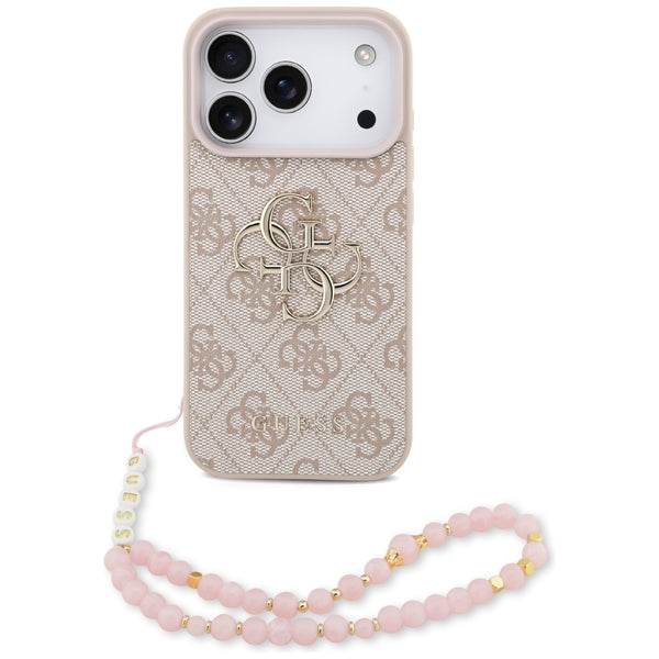 Guess iPhone 17 Pro - 4G Strap 4G Classic Logo - Σκληρή Θήκη με Επένδυση Συνθετικού Δέρματος και Λουράκι - Pink - GUHCP17LP4GMGSP