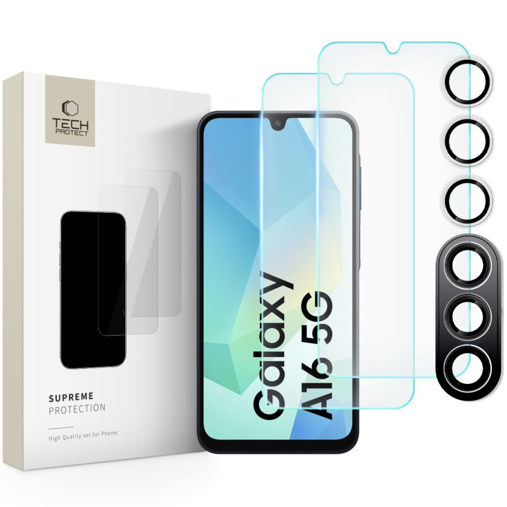 Tech-Protect Samsung Galaxy A16 4G / A16 5G Supreme Set - Σετ με 2 Tempered Glass Αντιχαρακτικά Γυαλιά Οθόνης και 1 Αντιχαρακτικό Γυαλί για την Κάμερα - Διάφανα