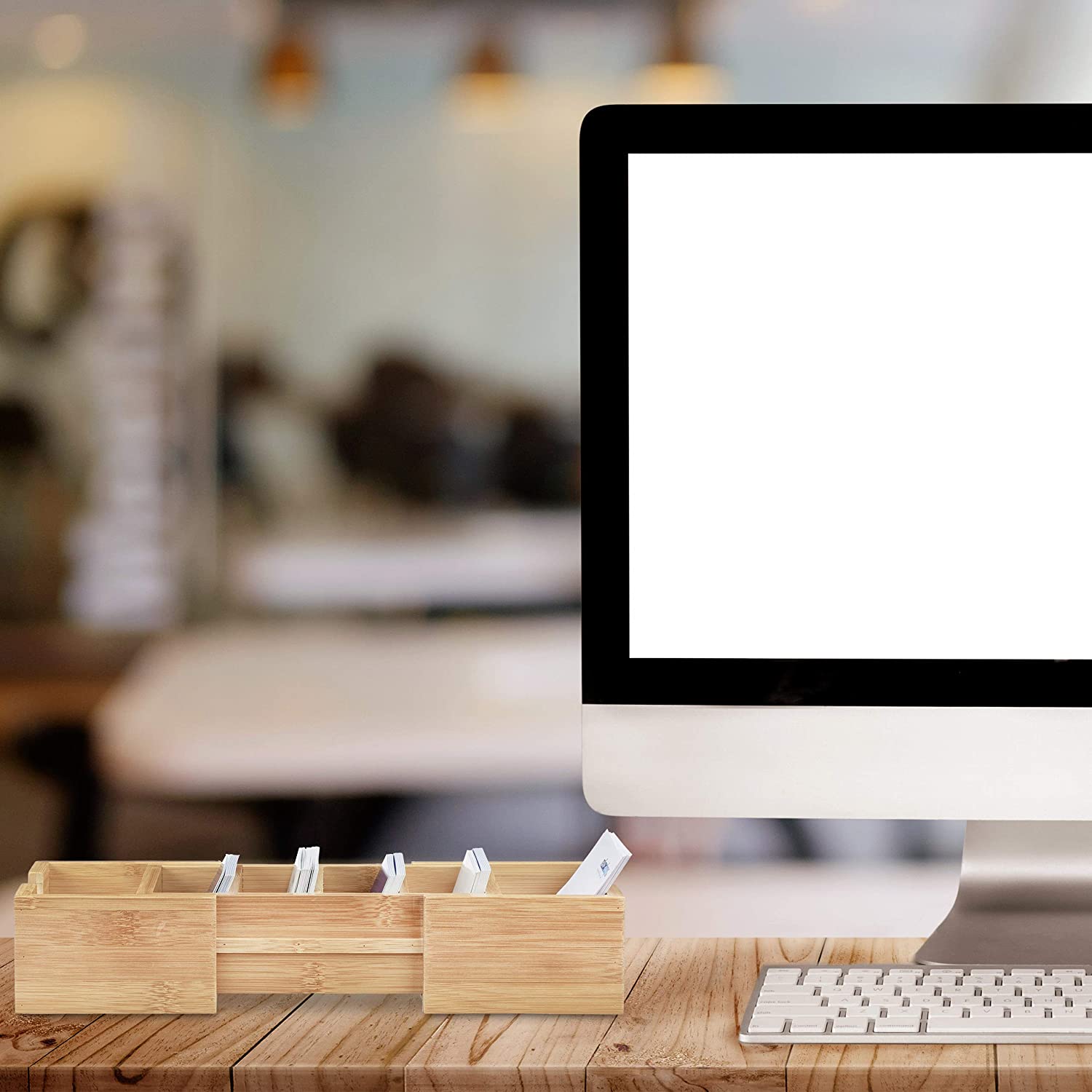 Relaxdays Βάση Οργάνωσης Καρτών Ευρετηρίου από Bamboo - Natural - 4052025203344