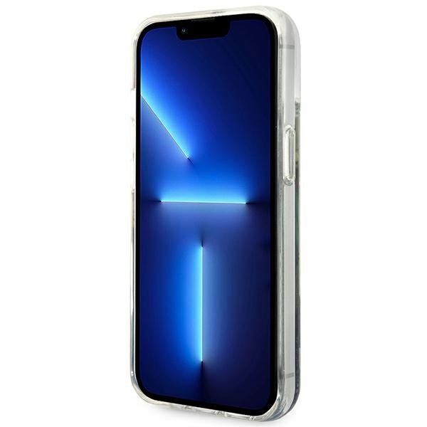 Guess iPhone 14 Plus Flower Liquid Glitter Σκληρή Θήκη - Blue - GUHCP14MLFLSB