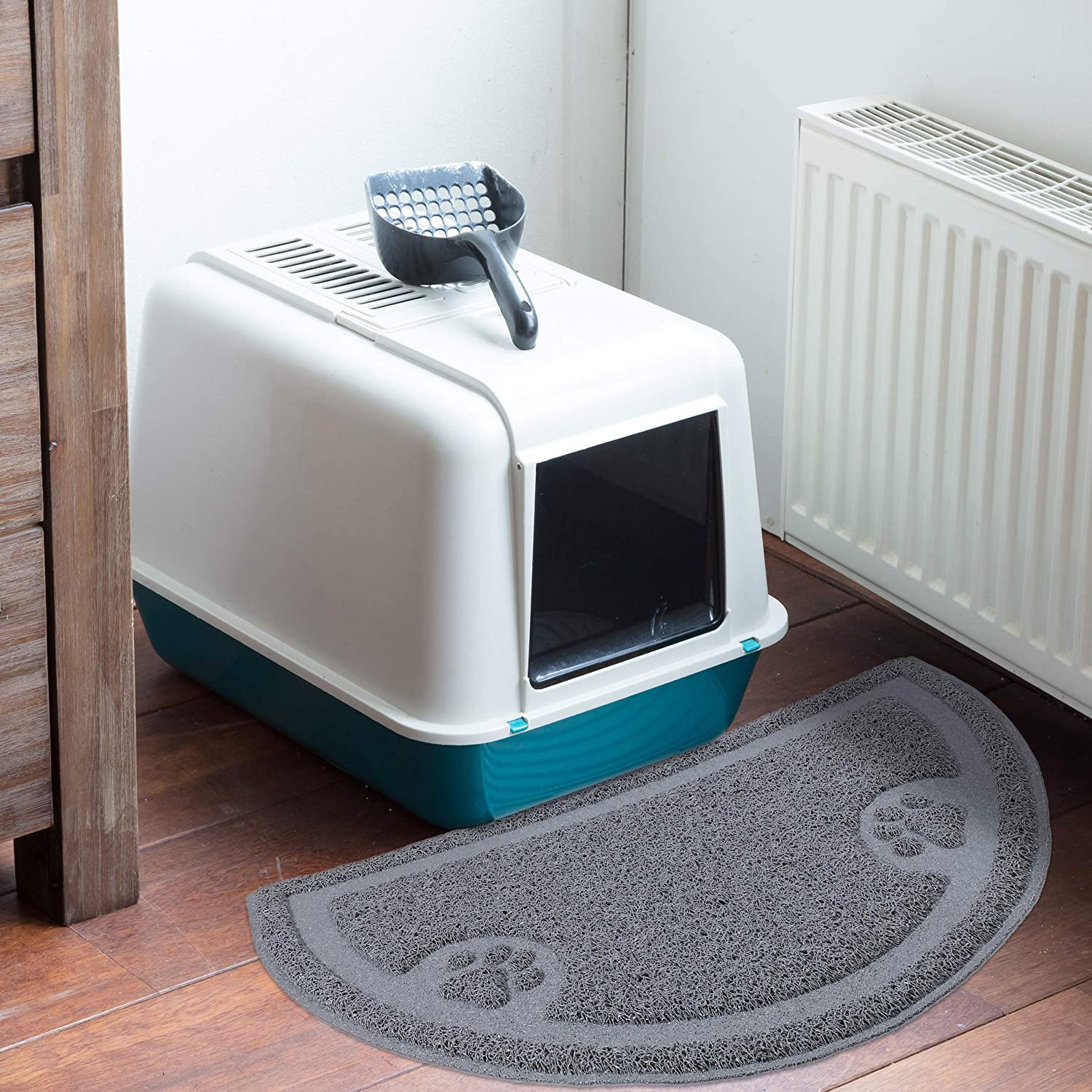 Relaxdays Χαλάκι PVC για την Είσοδο της Τουαλέτας - Grey - 4052025910280