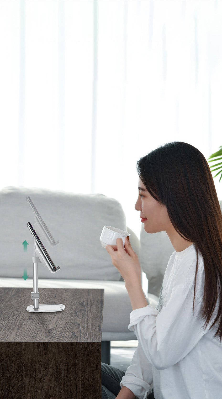 Baseus Literary Youth Desktop Bracket Telescopic Mobile Stand Βάση Στήριξης Κινητών - Silver - SUWY-A0S