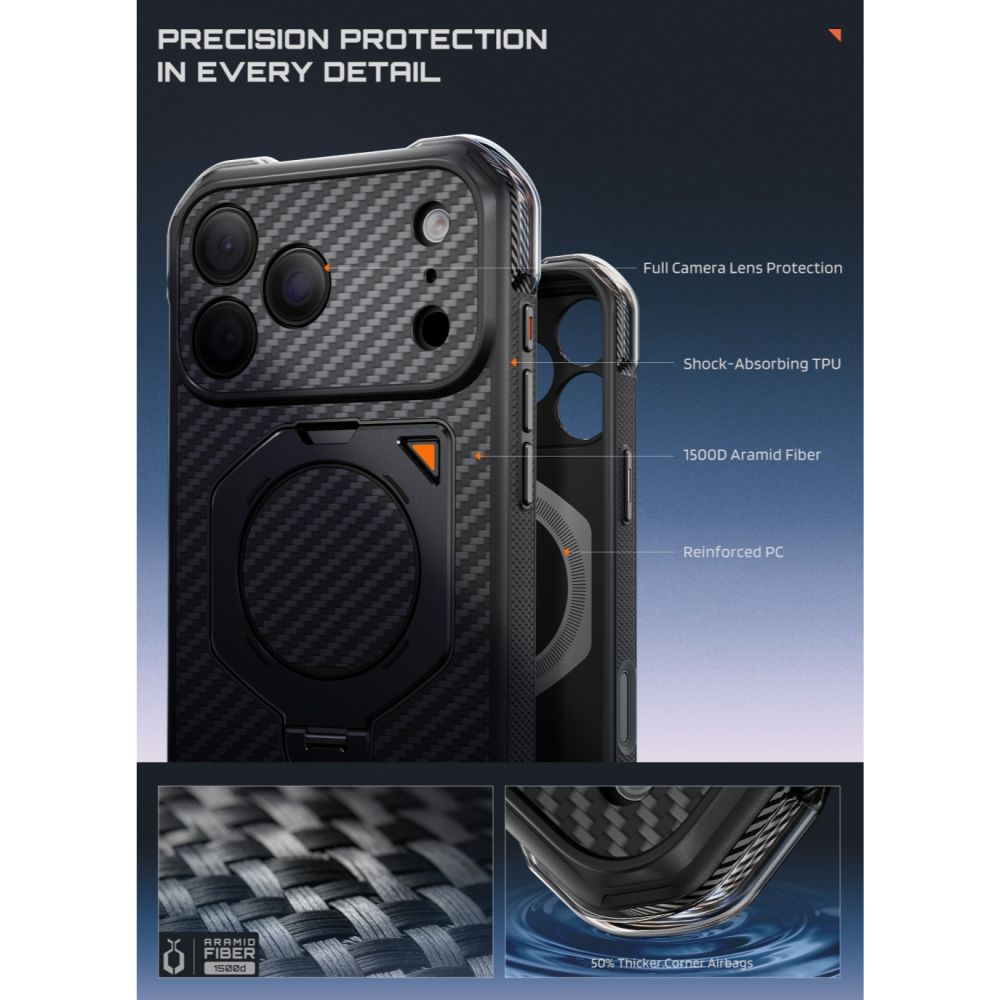 Supcase iPhone 18 Pro Max / iPhone 17 Pro Max - Σκληρή Θήκη με MagSafe και Stand - Aero Mag - Aramid Black