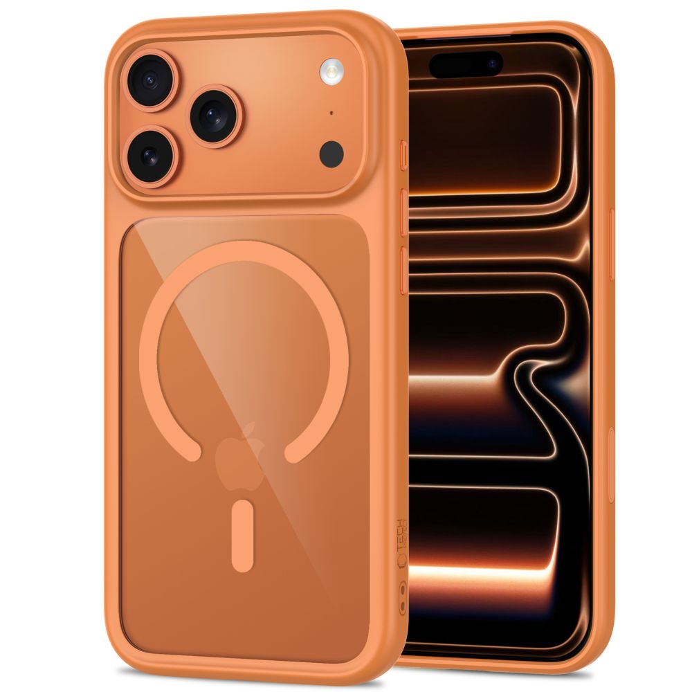 Tech-Protect iPhone 18 Pro Max / iPhone 17 Pro Max - Σκληρή Θήκη με Πλαίσιο Σιλικόνης MagSafe και 2 Αντιχαρακτικά Γυαλιά Οθόνης - MagOne CC - Cosmic Orange / Clear