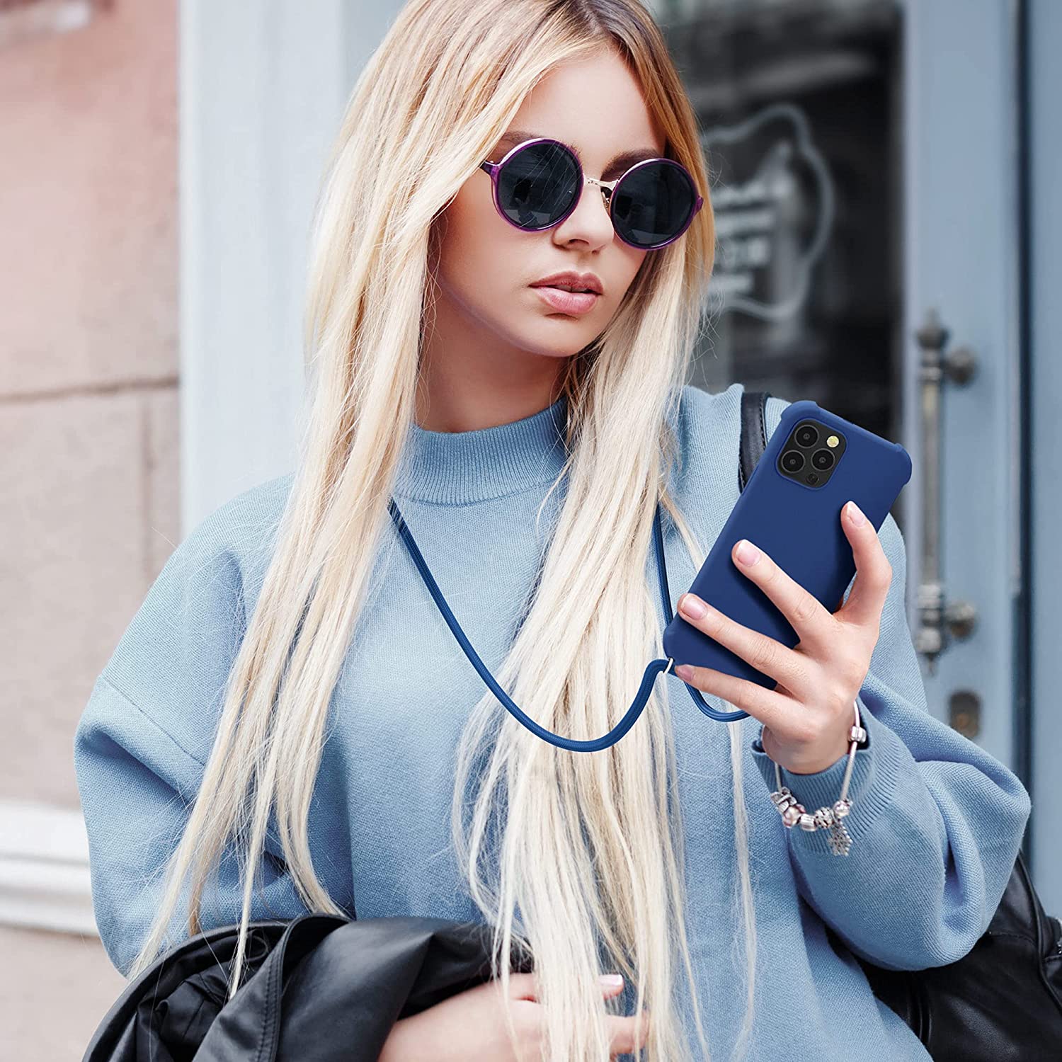 KW iPhone 12 / iPhone 12 Pro Θήκη Σιλικόνης TPU με Λουράκι - Neon Pink - 53840.77