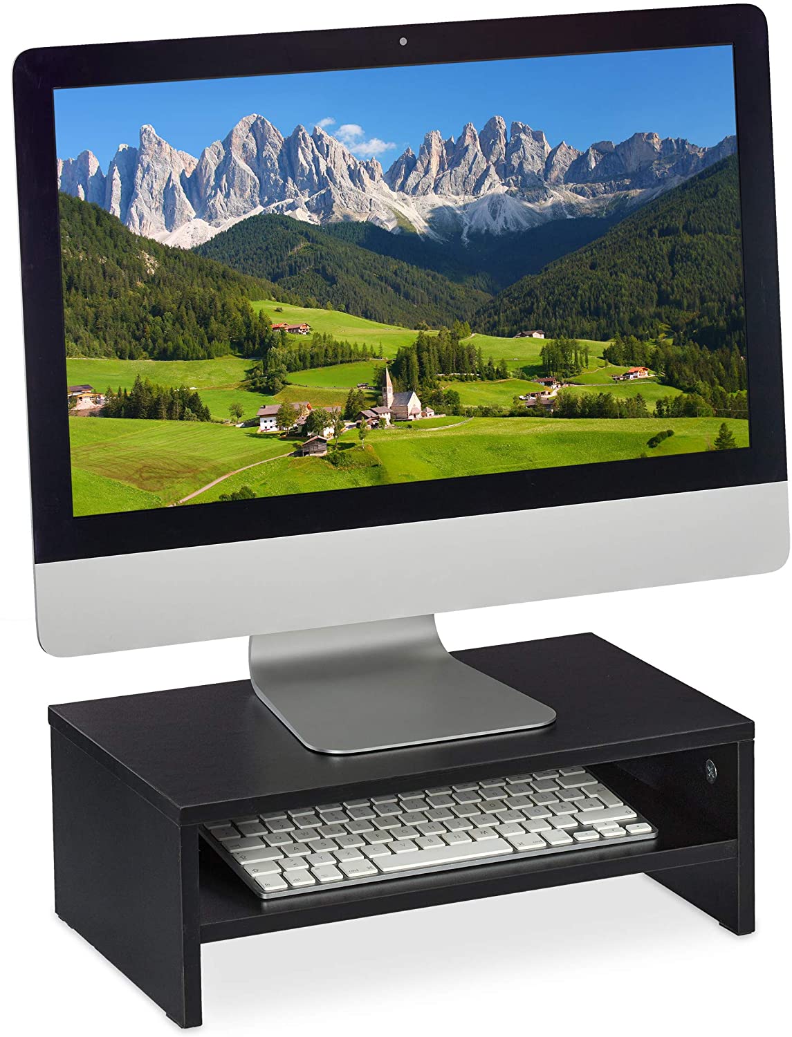 Relaxdays Ξύλινη Βάση Στήριξης Οθόνης - Black - 4052025321994