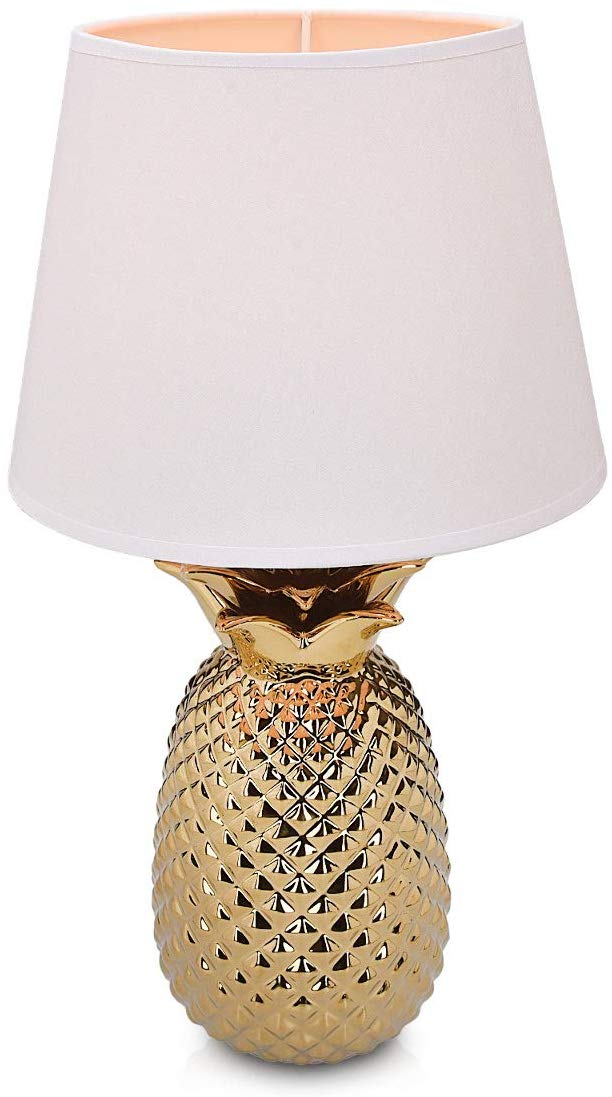 Navaris Table Lamp Επιτραπέζιο Φωτιστικό Design Pineapple - 40cm - Gold / White - 49151.66.02