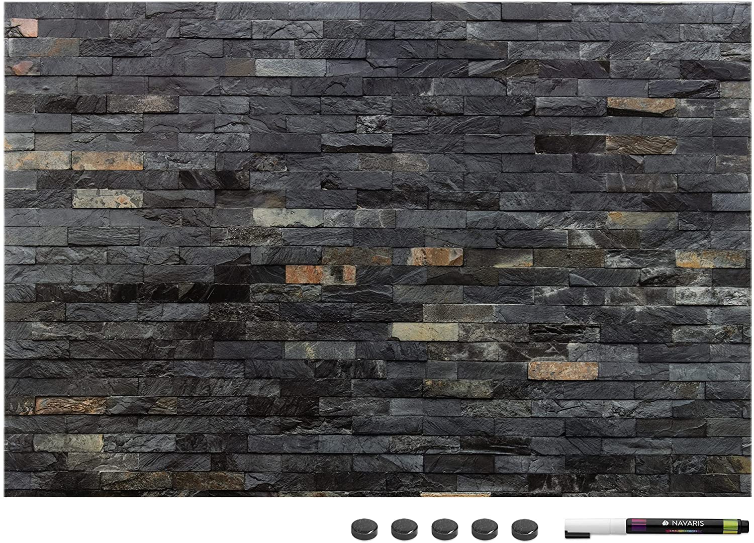 Navaris Μαγνητικός Πίνακας Ανακοινώσεων - 60 x 40 cm - Dark Bricks - 45365.17