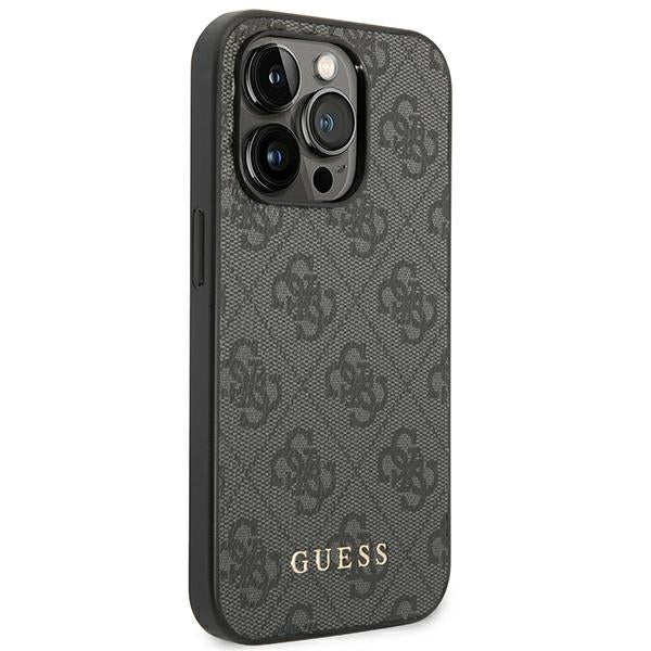 Guess iPhone 14 Pro 4G Saffiano Θήκη με Επένδυση Συνθετικού Δέρματος - Grey - GUHCP14LG4GFGR