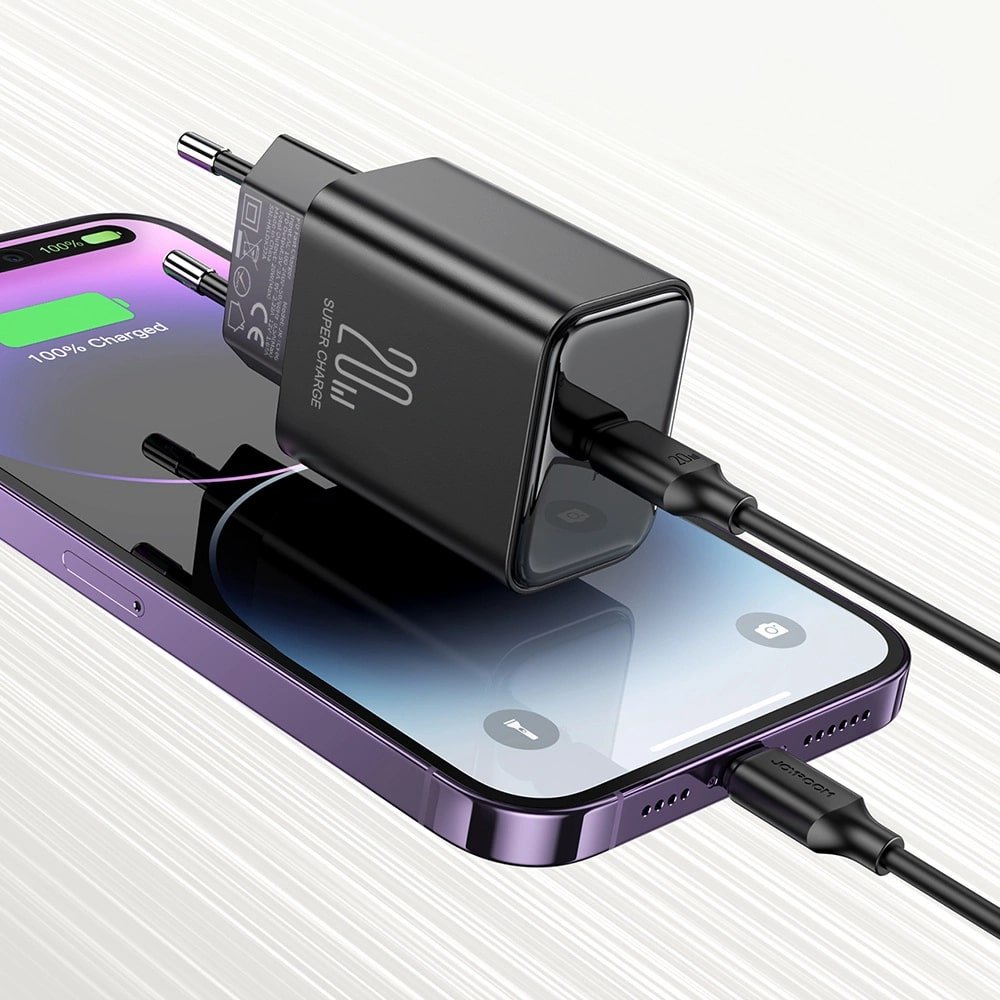 Joyroom PD 20W Οικιακός Φορτιστής Γρήγορης Φόρτισης με Θύρα Type - C και Καλώδιο Type - C to Lightning - Black - JR - TCF06