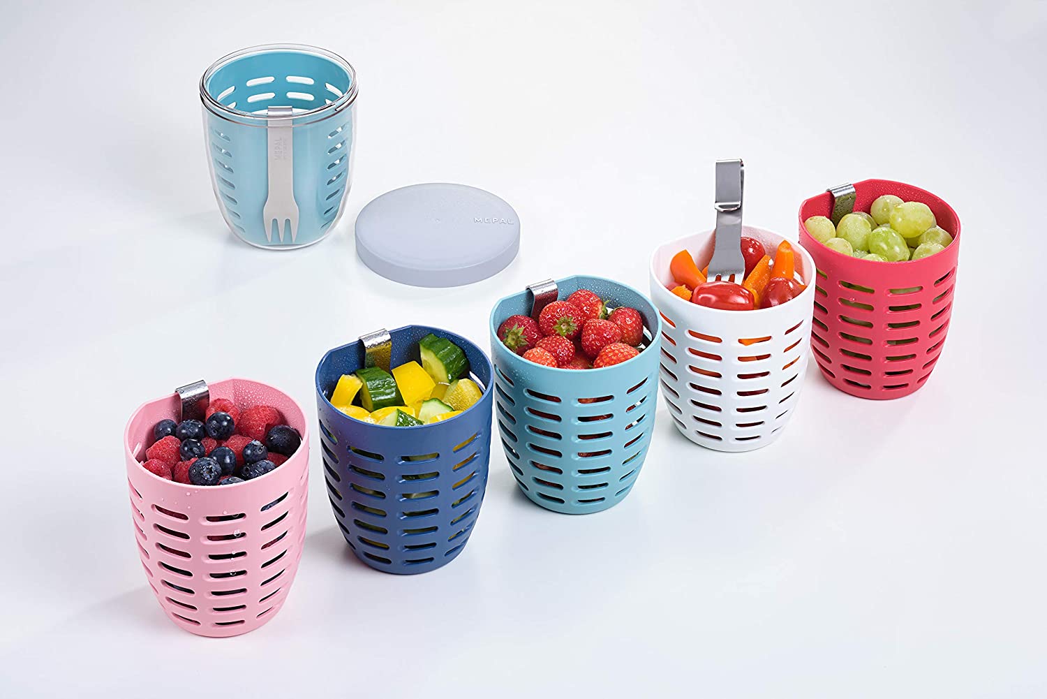 Mepal Fruit and Veggie Pot Ellipse - Δοχείο για Φρούτα και Λαχανικά - BPA Free - 600ml - Nordic Blue