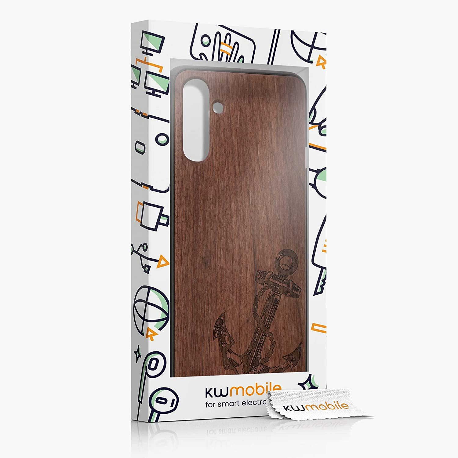 KW Samsung Galaxy A13 5G Θήκη από Φυσικό Ξύλο - Design Vintage Anchor - Dark Brown - 59886.04