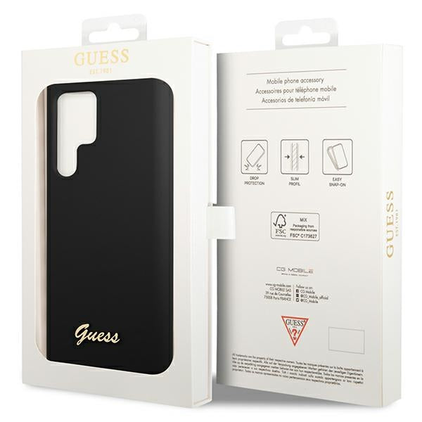 Guess Samsung Galaxy S23 Ultra Silicone Script Metal Logo Θήκη Σιλικόνης - Black - GUHCS23LSLSMK