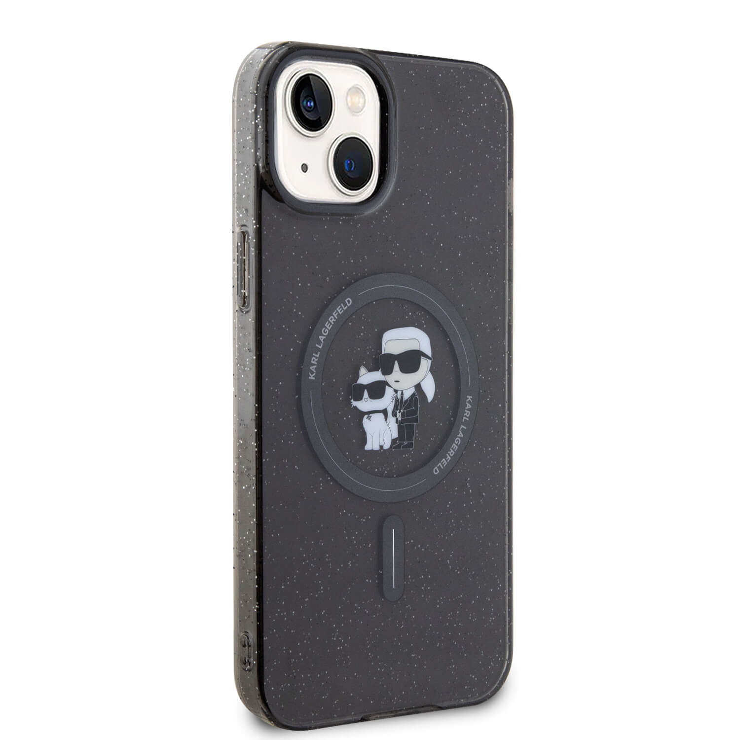 Karl Lagerfeld iPhone 15 / 14 / 13 - Karl and Choupette Glitter Magsafe Σκληρή Θήκη με Πλαίσιο Σιλικόνης και MagSafe - Black - KLHMP15SHGKCNOK