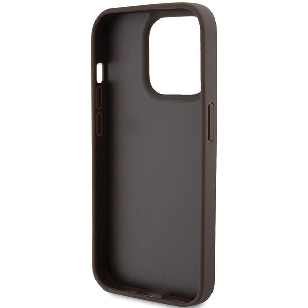 Guess iPhone 15 Pro Max Leather 4G Diamond Triangle Θήκη με Επένδυση Συνθετικού Δέρματος - Brown - GUHCP15XP4TDPW