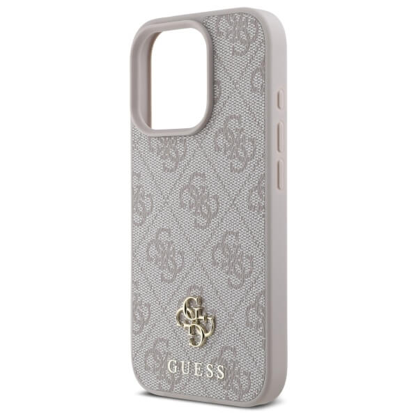Guess iPhone 16 Pro Max - HC PU 4G Small 4G and Classic - MagSafe Σκληρή Θήκη με Επένδυση από Οικολογικό Δέρμα - Pink - GUHMP16XP4SM4MP
