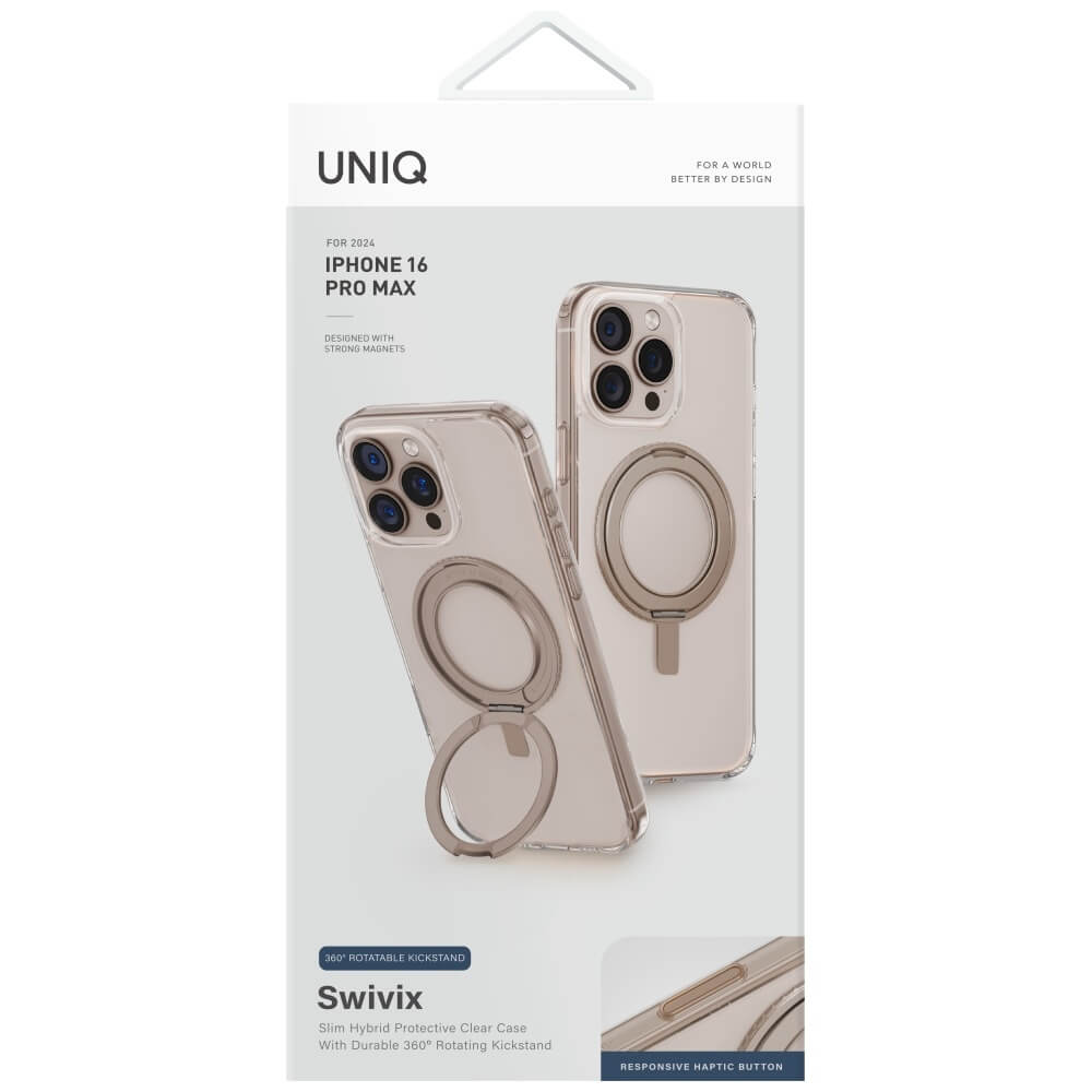 Uniq iPhone 16 Pro Max - Swivix 360 Rotating Kickstand - Σκληρή Θήκη με Πλαίσιο Σιλικόνης και Σταντ - Gold