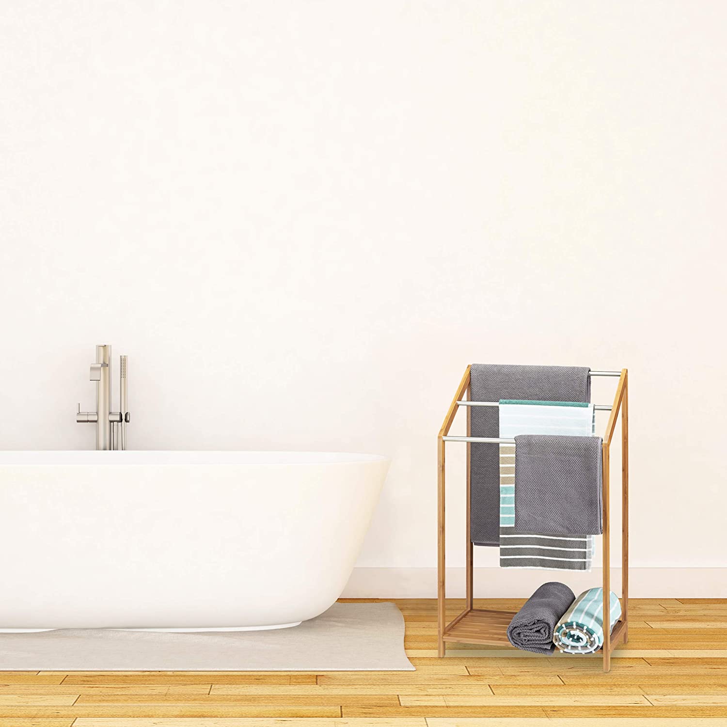 Relaxdays Κρεμάστρα για Πετσέτες από Μπαμπού - Natural - 4052025202910