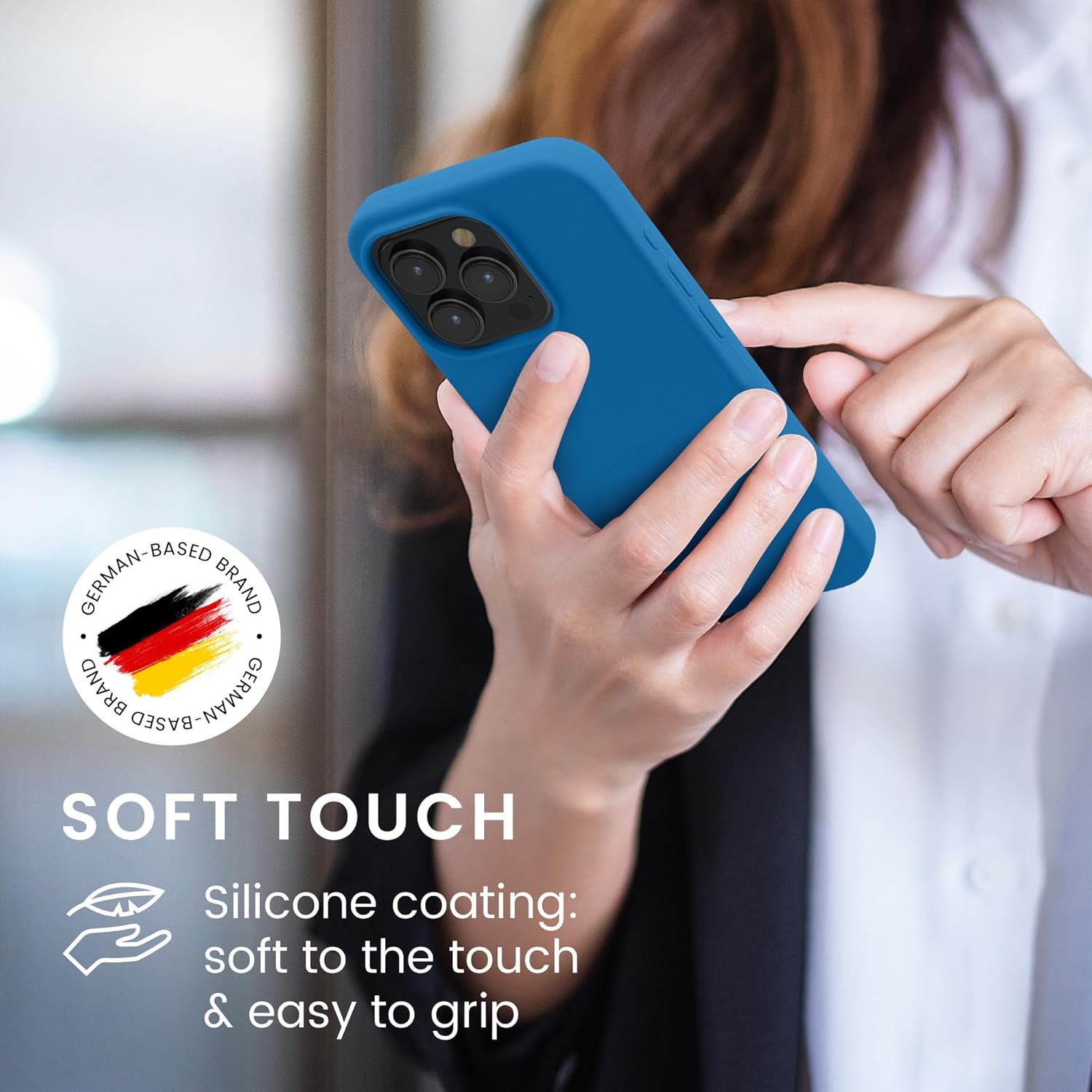 KW iPhone 15 Pro Θήκη Σιλικόνης Rubberized TPU - Blue Reef