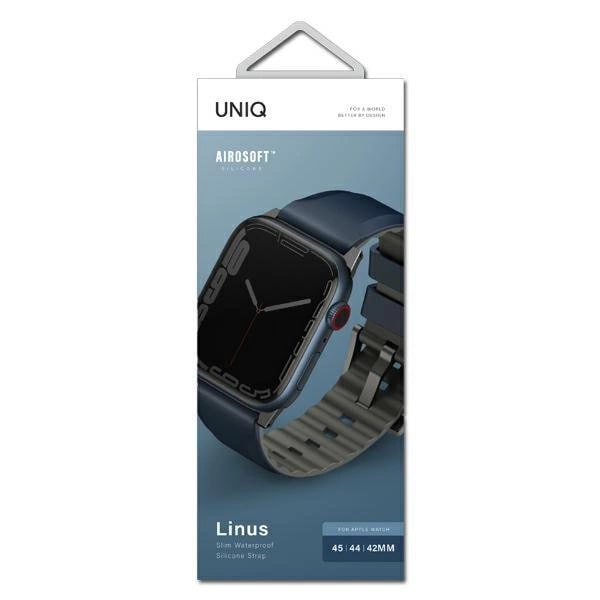 Uniq Λουράκι Apple Watch 2 / 3 / 4 / 5 / 6 / 7 / 8 / 9 / SE / ULTRA 1 / ULTRA 2 - 42 / 44 / 45 / 49 mm Linus Airosoft Σιλικόνης - Blue / Nautical Blue