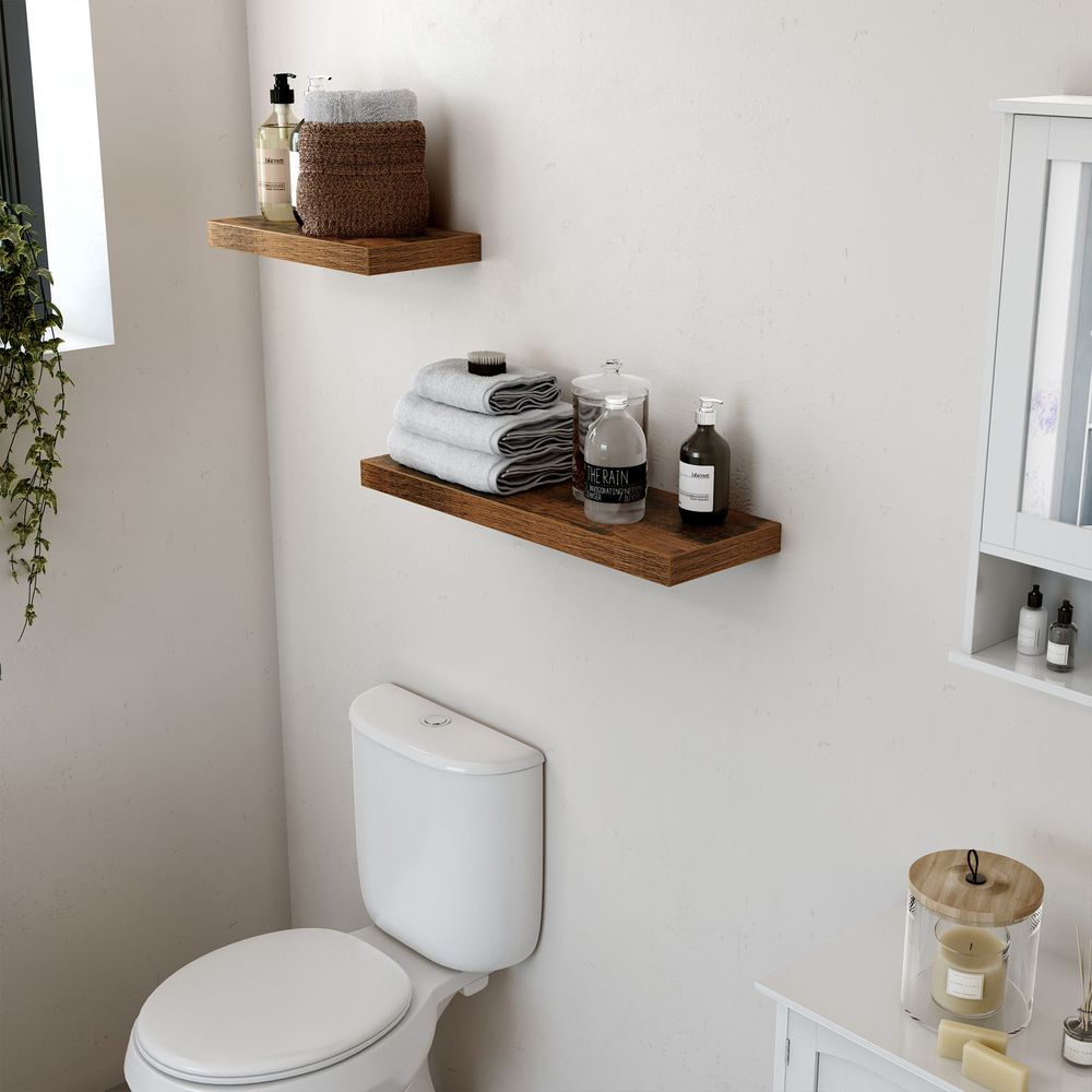 Vasagle Επιτοίχιο Ράφι - 40 x 20 x 3,8 cm - Rustic Brown - LWS24BX