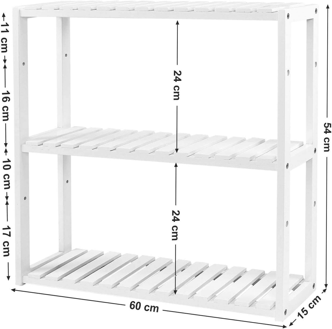 Songmics Επιτοίχια Βάση από Μπαμπού με 3 Ράφια - White - BCB13W