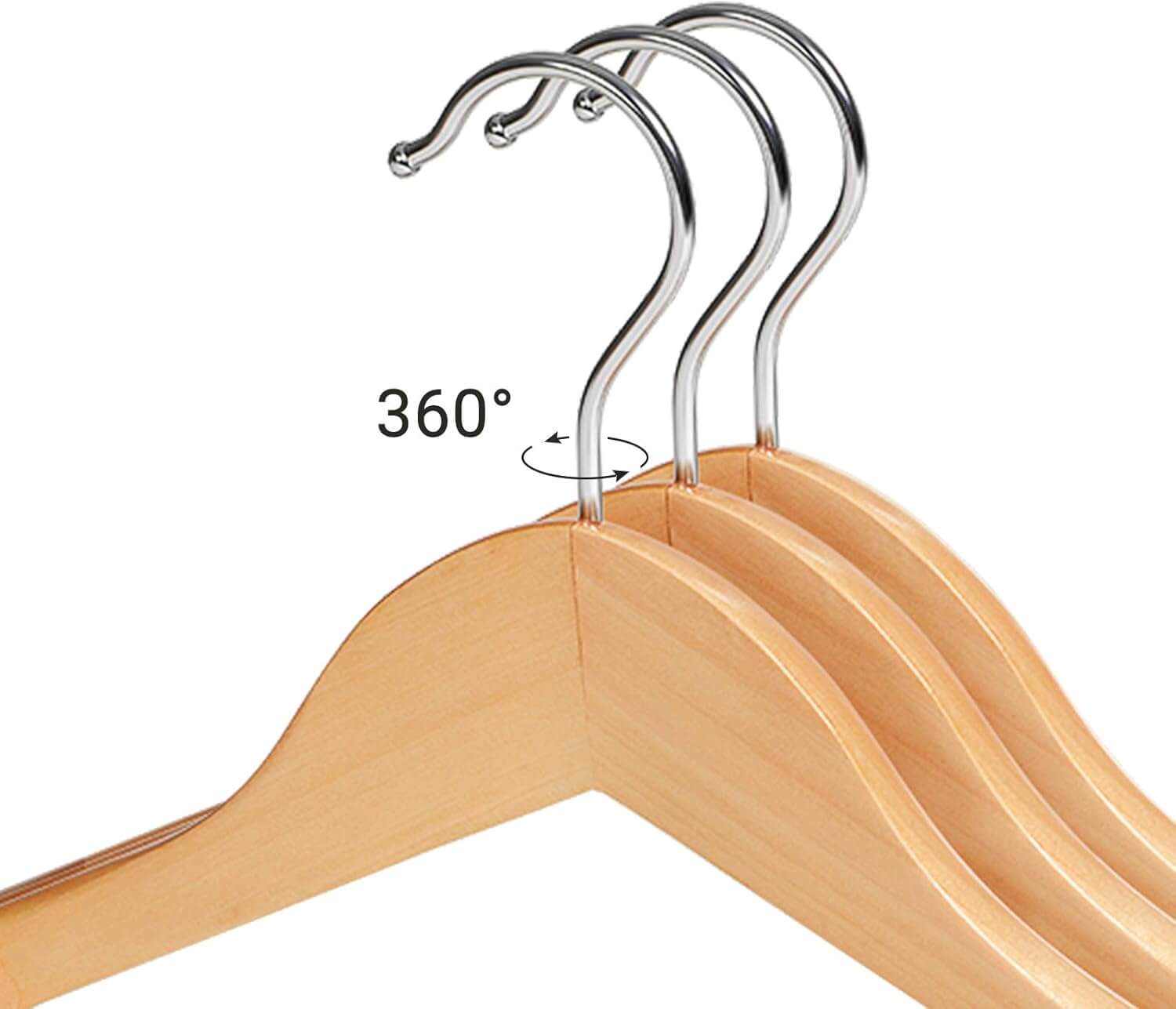 Songmics Σετ με 6 Ξύλινες Κρεμάστρες Ρούχων - Natural - CRSH06NL