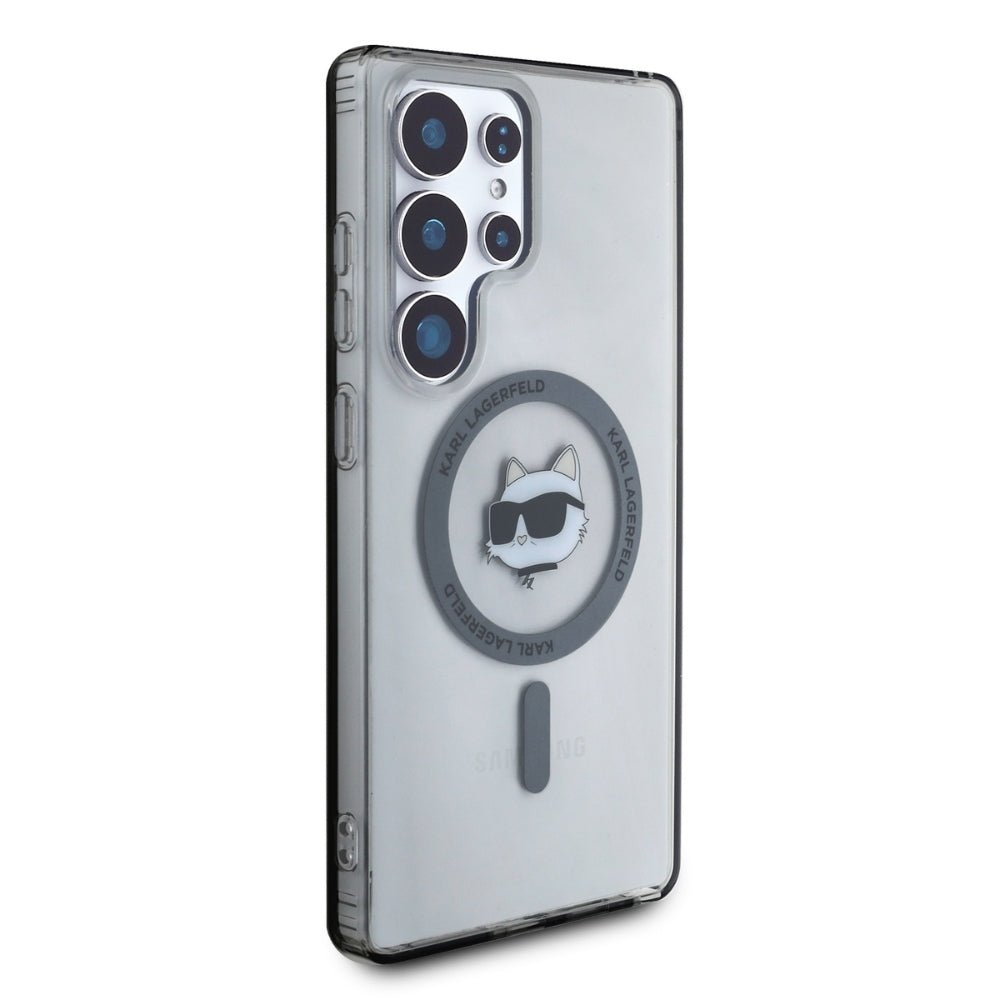 Karl Lagerfeld Samsung Galaxy S25 Ultra - Button Choupette Head Printed Logo - MagSafe Σκληρή Θήκη με Πλαίσιο Σιλικόνης - Black - KLHMS25LHLSCHK