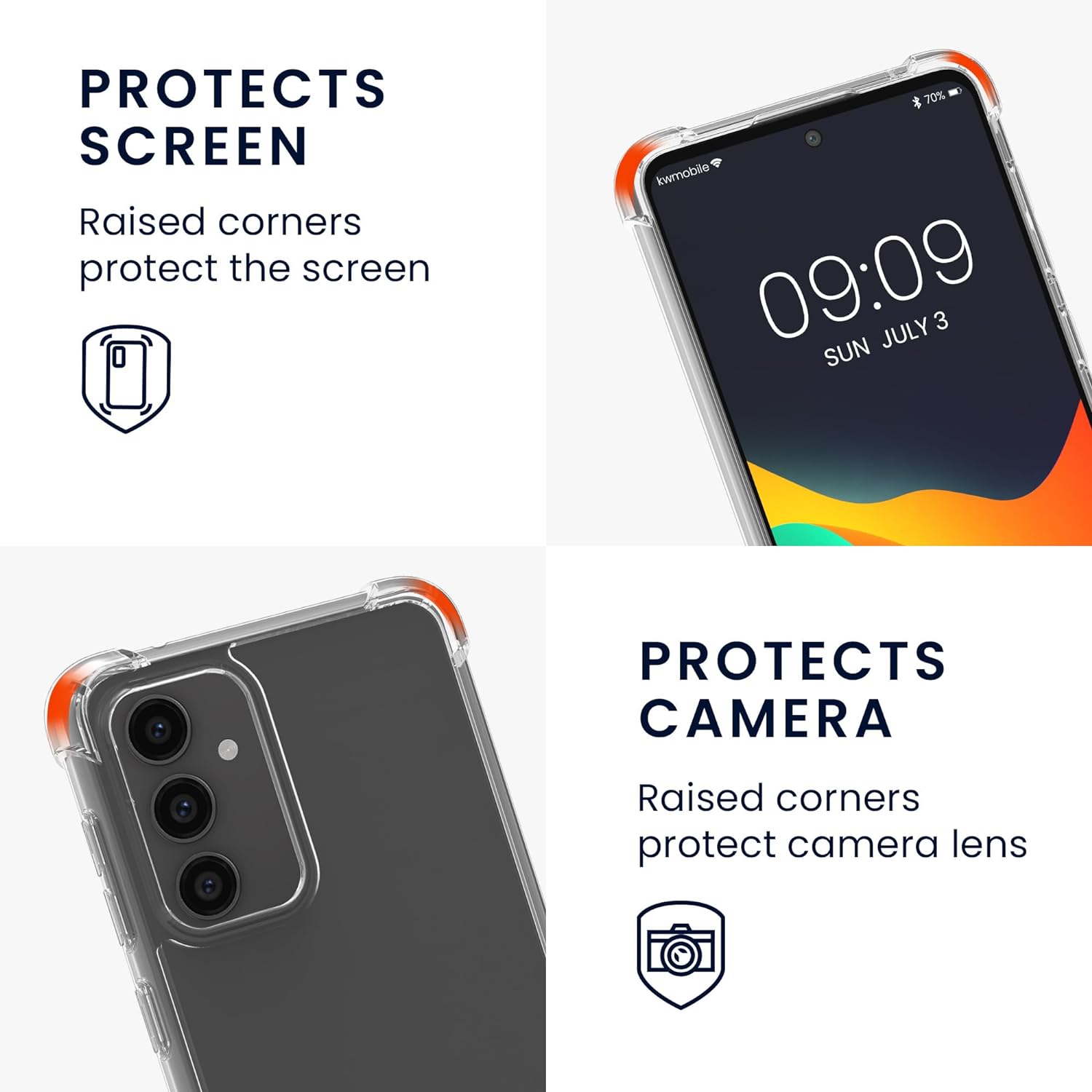 KW Samsung Galaxy S23 FE Θήκη Σιλικόνης TPU με Λουράκι - Διάφανη / Black