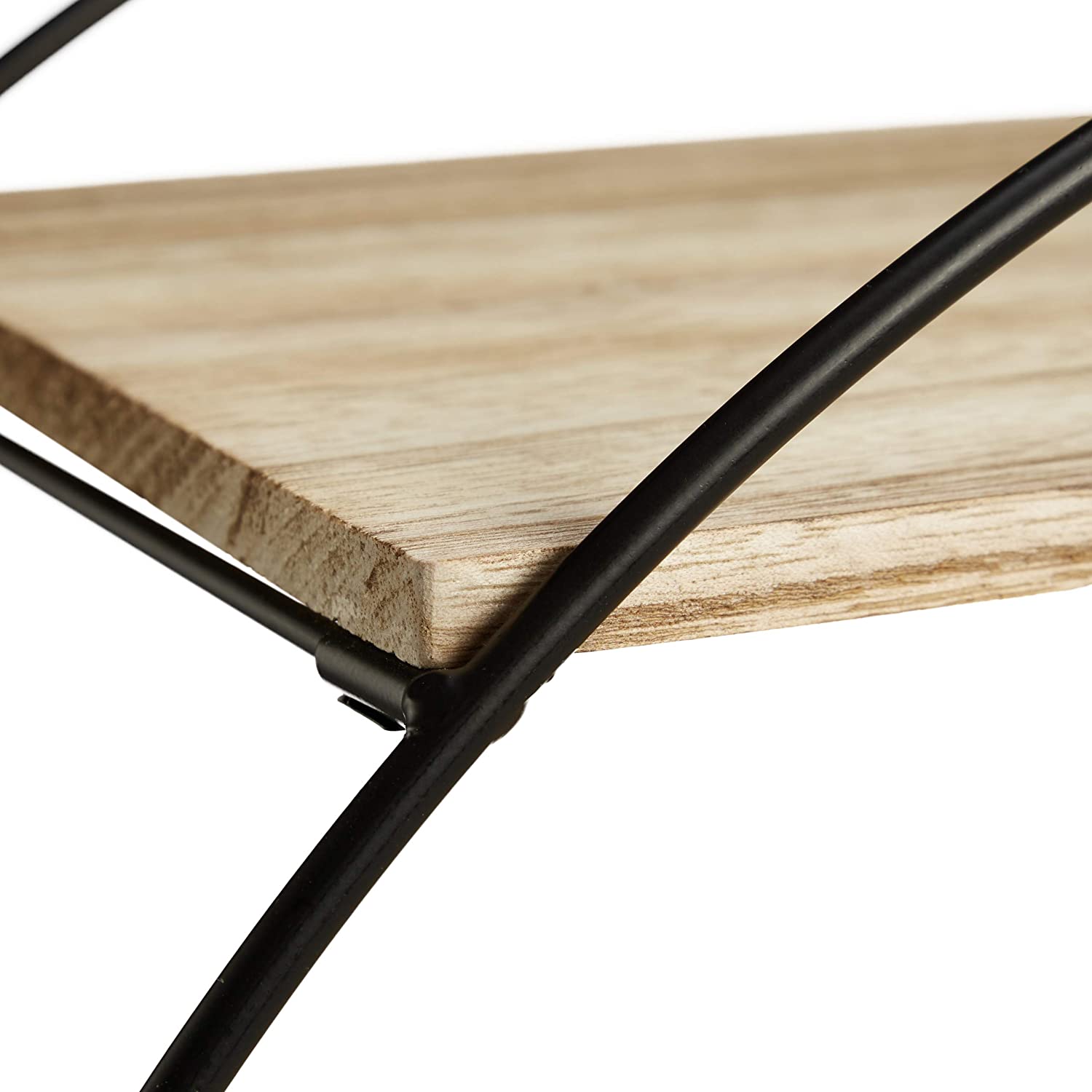 Relaxdays Στρόγγυλο Διακοσμητικό Ράφι Τοίχου με 3 Διαμερίσματα - 50 x 18,5 cm - Natural / Black - 4052025289270